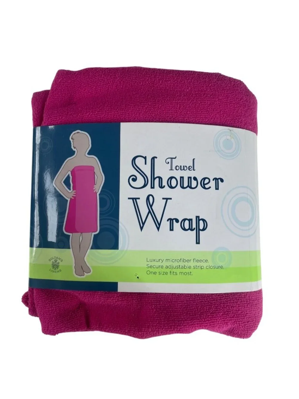 Towel Shower Wrap Microfiber Fleece Adjustable Closure Pink 27.5